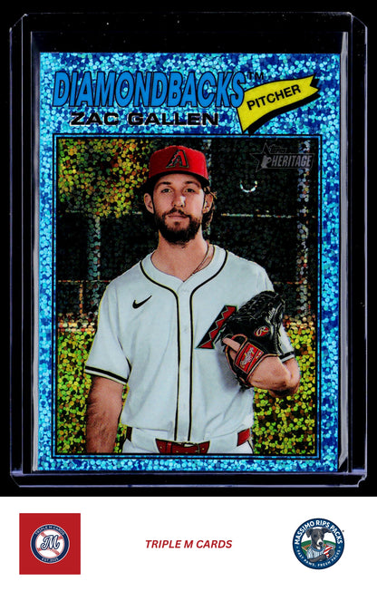 2026 Topps Heritage #254 Zac Gallen Chrome Light Blue Sparkle Refractors