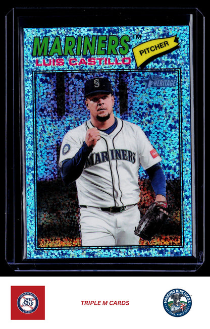 2026 Topps Heritage #24 Luis Castillo Chrome Light Blue Sparkle Refractors