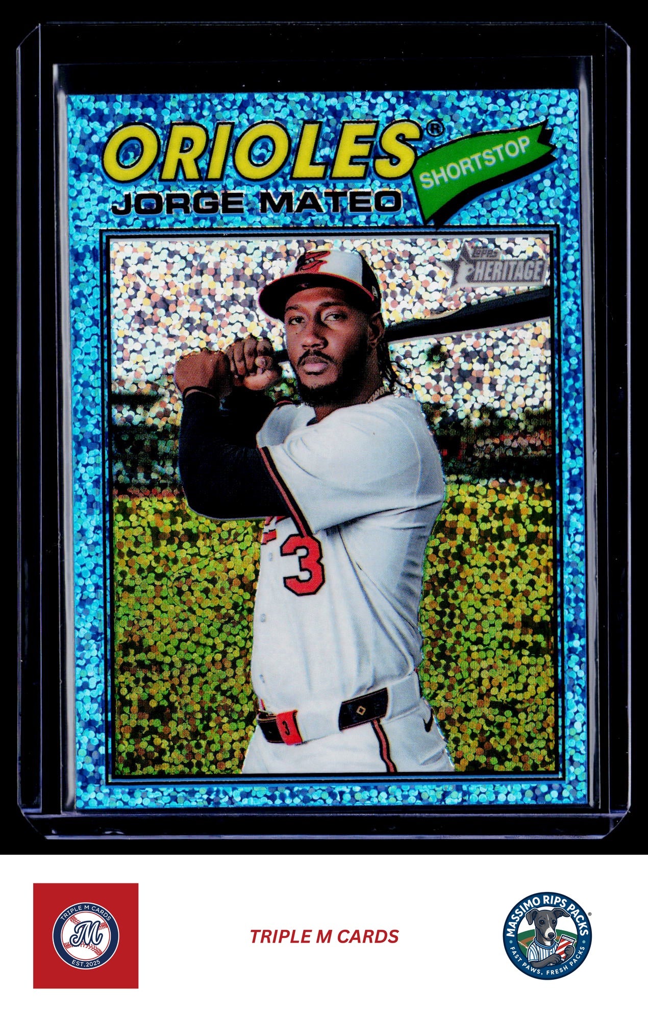 2026 Topps Heritage #267 Jorge Mateo Chrome Light Blue Sparkle Refractors
