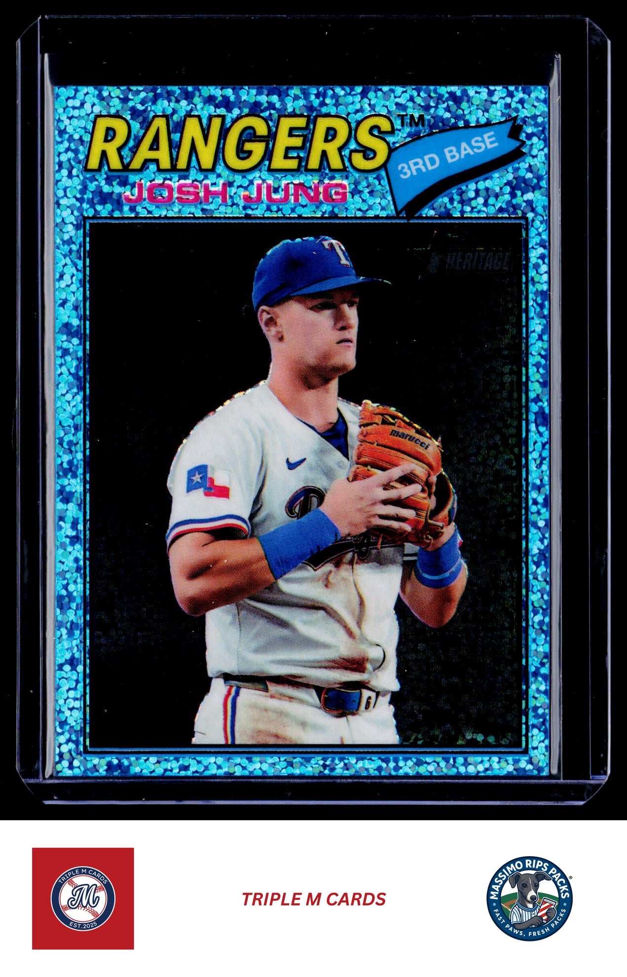 2026 Topps Heritage #191 Josh Jung Chrome Light Blue Sparkle Refractors