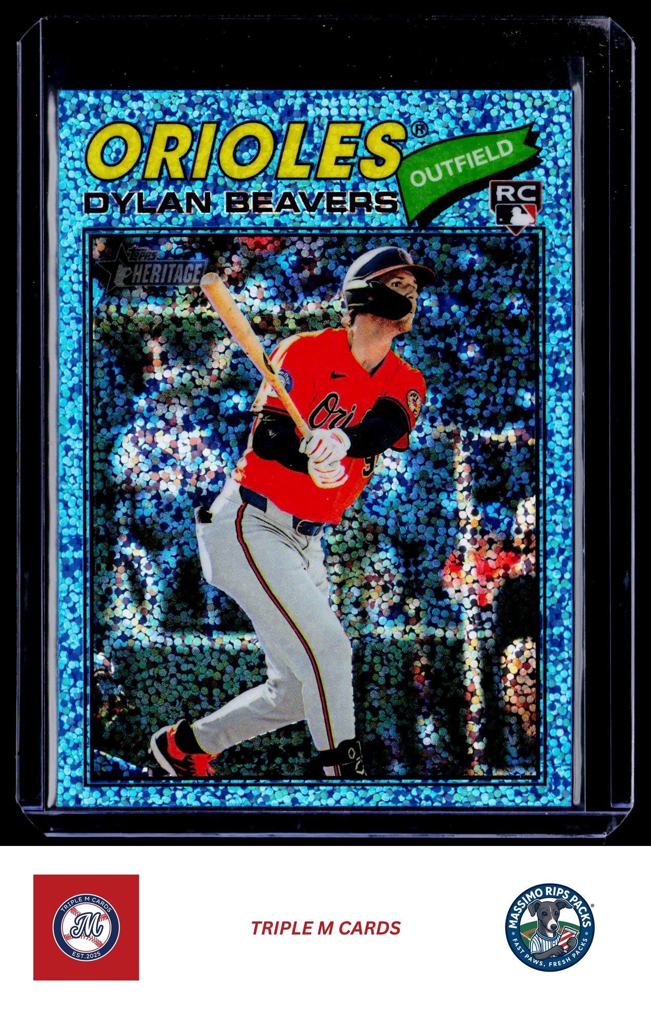 2026 Topps Heritage #48 Dylan Beavers Chrome Light Blue Sparkle Refractors