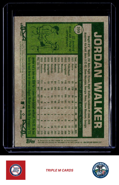 2026 Topps Heritage #399 Jordan Walker Chrome Light Blue Sparkle Refractors