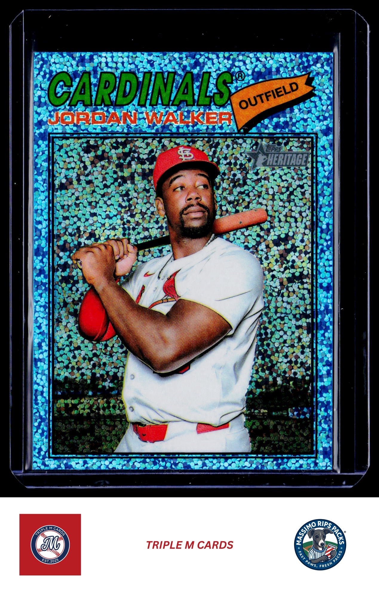 2026 Topps Heritage #399 Jordan Walker Chrome Light Blue Sparkle Refractors