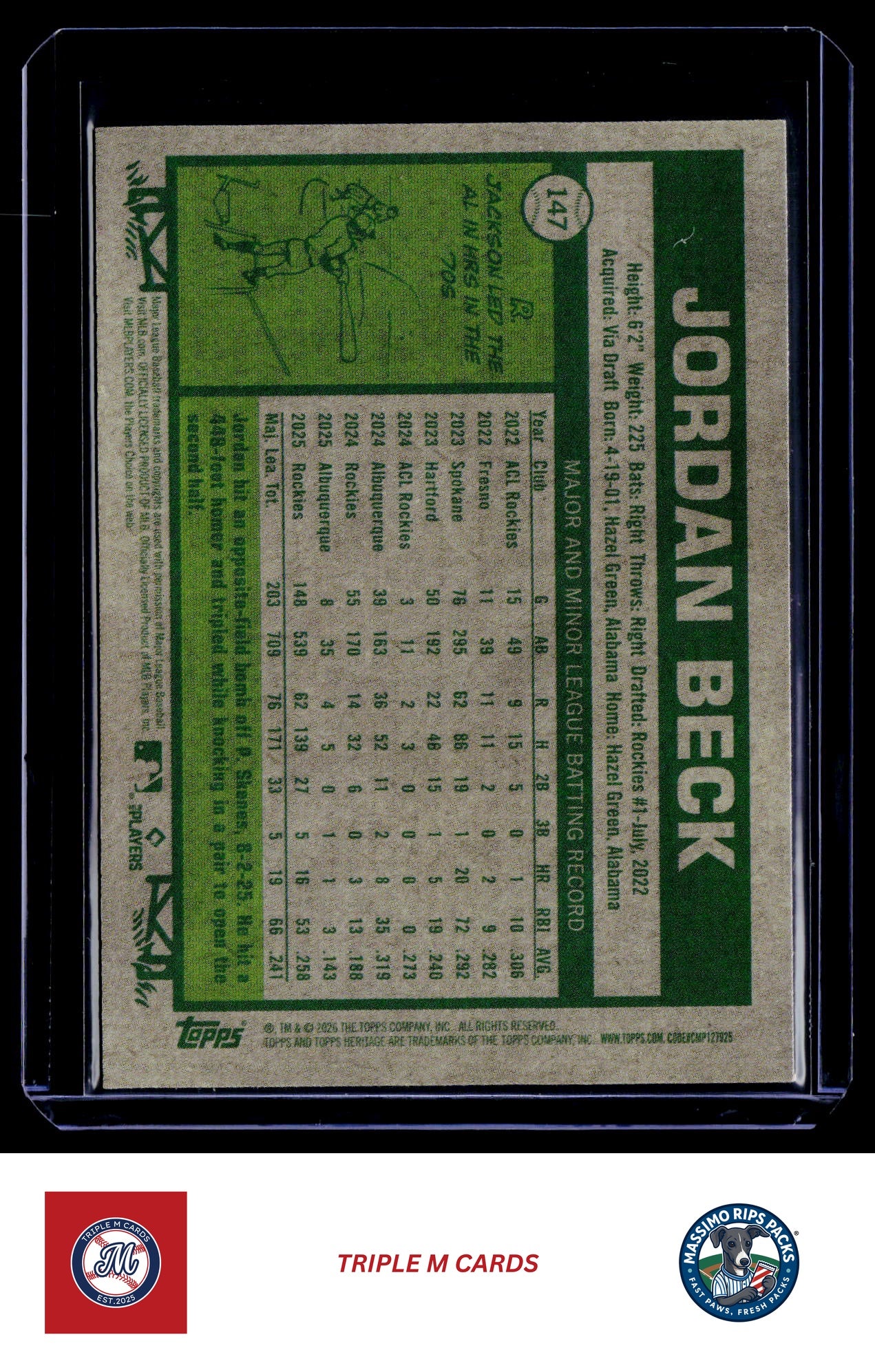 2026 Topps Heritage #147 Jordan Beck Chrome Light Blue Sparkle Refractors