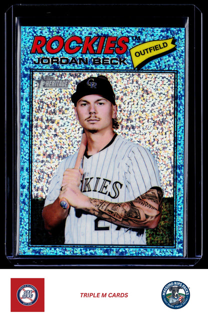 2026 Topps Heritage #147 Jordan Beck Chrome Light Blue Sparkle Refractors