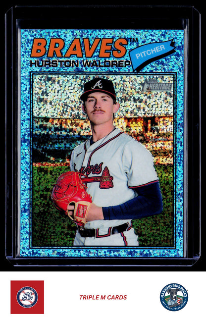 2026 Topps Heritage #145 Hurston Waldrep Chrome Light Blue Sparkle Refractors