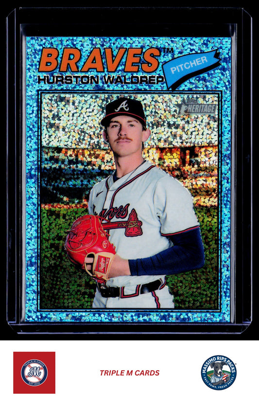 2026 Topps Heritage #145 Hurston Waldrep Chrome Light Blue Sparkle Refractors