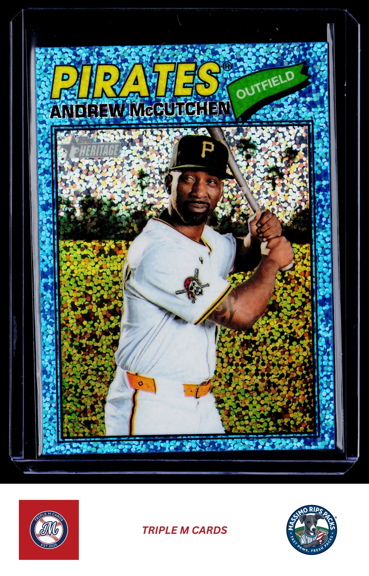 2026 Topps Heritage #270 Andrew McCutchen Chrome Light Blue Sparkle Refractors