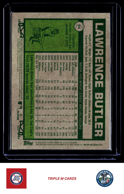 2026 Topps Heritage #94 Lawrence Butler Chrome Light Blue Sparkle Refractors