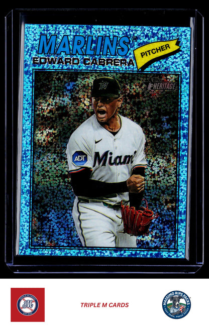2026 Topps Heritage #169 Edward Cabrera Chrome Light Blue Sparkle Refractors