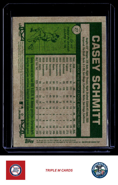 2026 Topps Heritage #27 Casey Schmitt Chrome Light Blue Sparkle Refractors