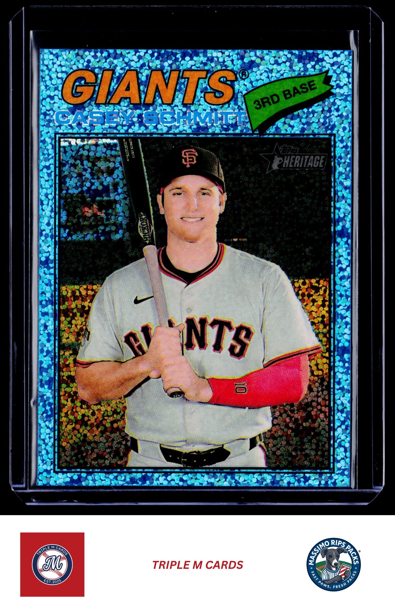 2026 Topps Heritage #27 Casey Schmitt Chrome Light Blue Sparkle Refractors