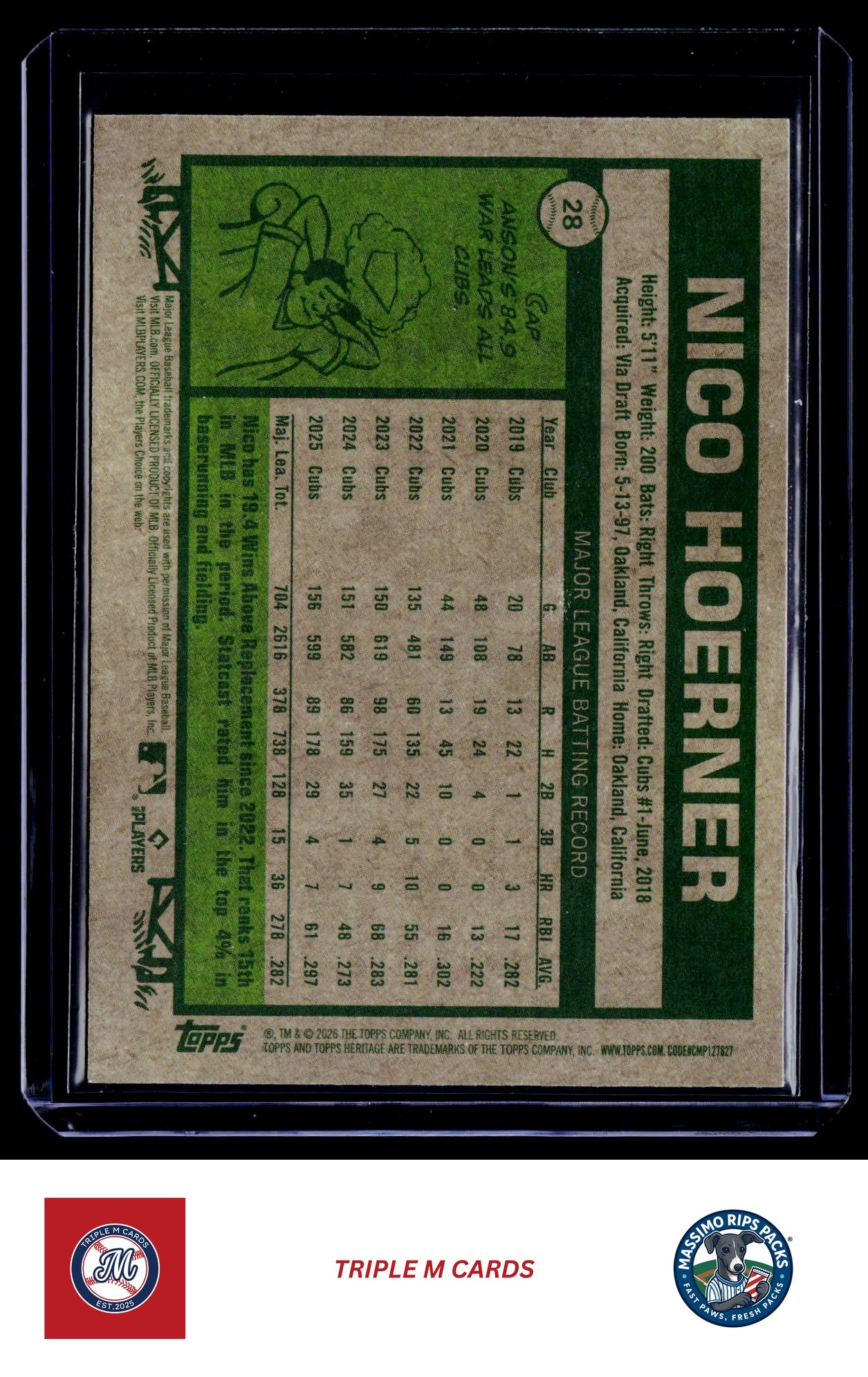 2026 Topps Heritage #28 Nico Hoerner Chrome Light Blue Sparkle Refractors