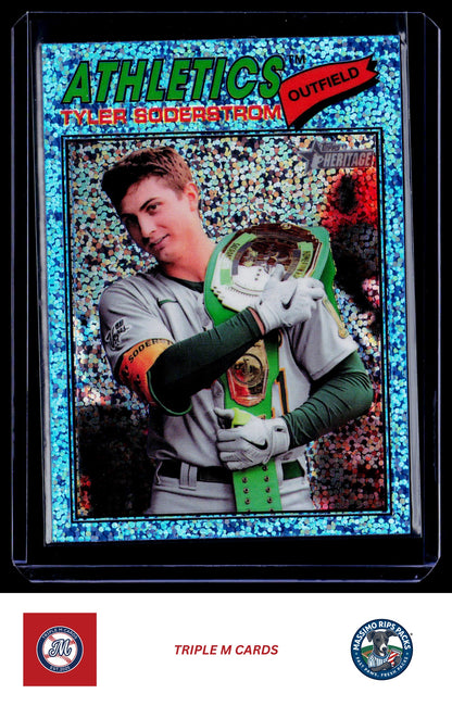 2026 Topps Heritage #101 Tyler Soderstrom Chrome Light Blue Sparkle Refractors
