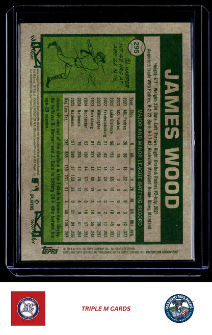 2026 Topps Heritage #295 James Wood Chrome Light Blue Sparkle Refractors