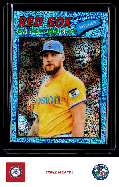 2026 Topps Heritage #23 Garrett Crochet Chrome Light Blue Sparkle Refractors