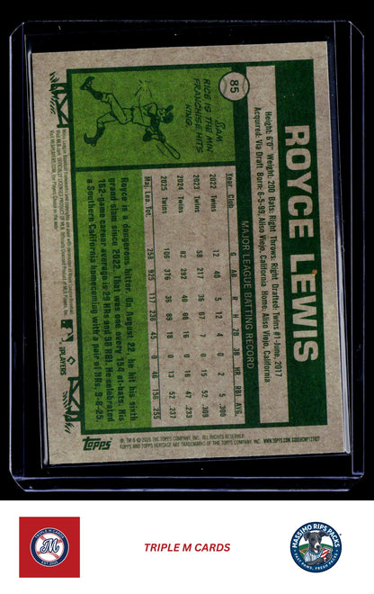 2026 Topps Heritage #85 Royce Lewis Chrome Light Blue Sparkle Refractors