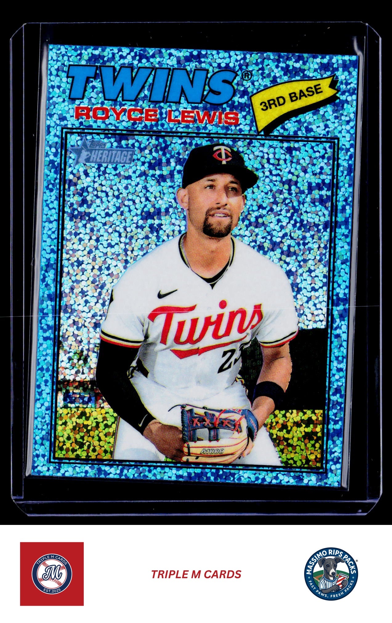 2026 Topps Heritage #85 Royce Lewis Chrome Light Blue Sparkle Refractors