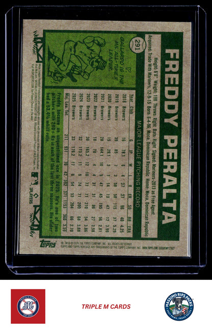 2026 Topps Heritage #291 Freddy Peralta Chrome Light Blue Sparkle Refractors