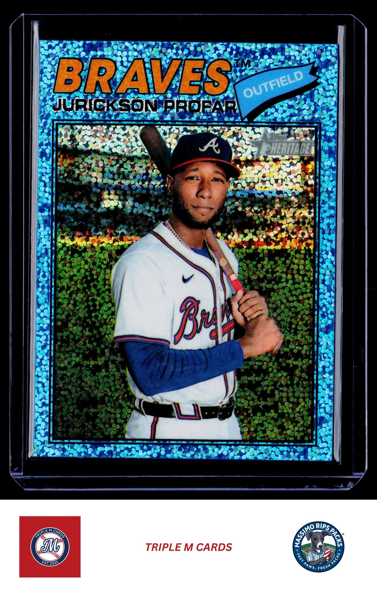 2026 Topps Heritage #51 Jurickson Profar Chrome Light Blue Sparkle Refractors