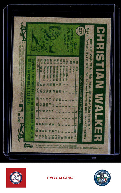 2026 Topps Heritage #217 Christian Walker Chrome Light Blue Sparkle Refractors
