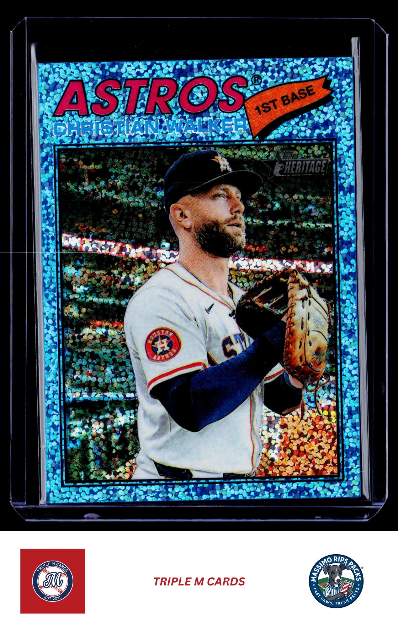 2026 Topps Heritage #217 Christian Walker Chrome Light Blue Sparkle Refractors
