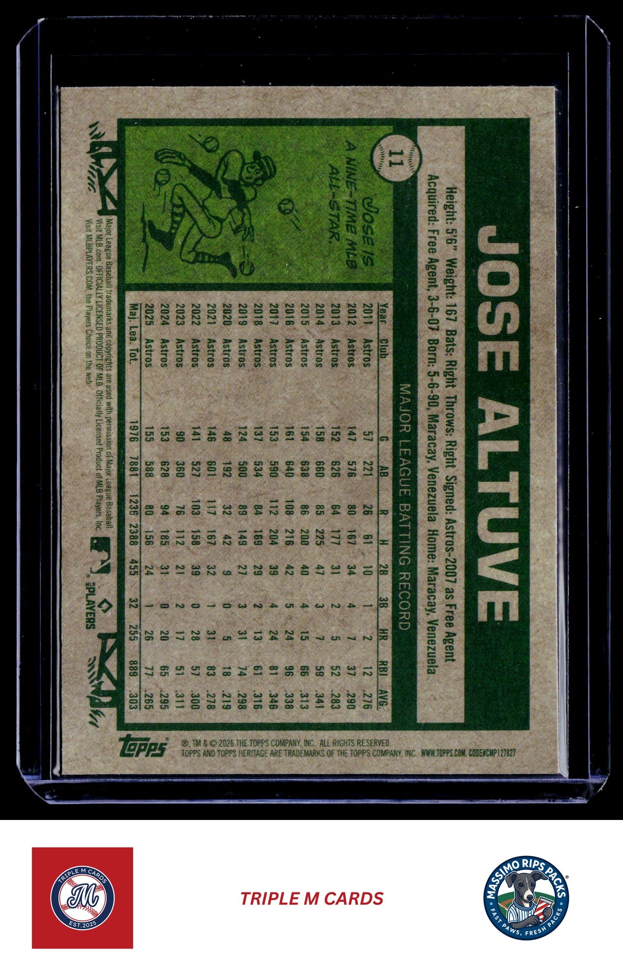 2026 Topps Heritage #11 Jose Altuve Chrome Light Blue Sparkle Refractors