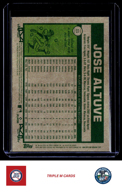 2026 Topps Heritage #11 Jose Altuve Chrome Light Blue Sparkle Refractors