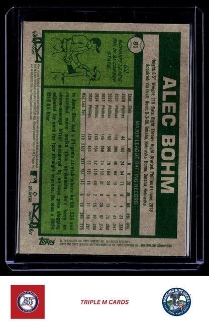 2026 Topps Heritage #81 Alec Bohm Chrome Light Blue Sparkle Refractors