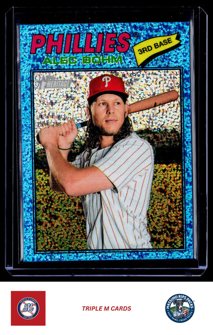 2026 Topps Heritage #81 Alec Bohm Chrome Light Blue Sparkle Refractors