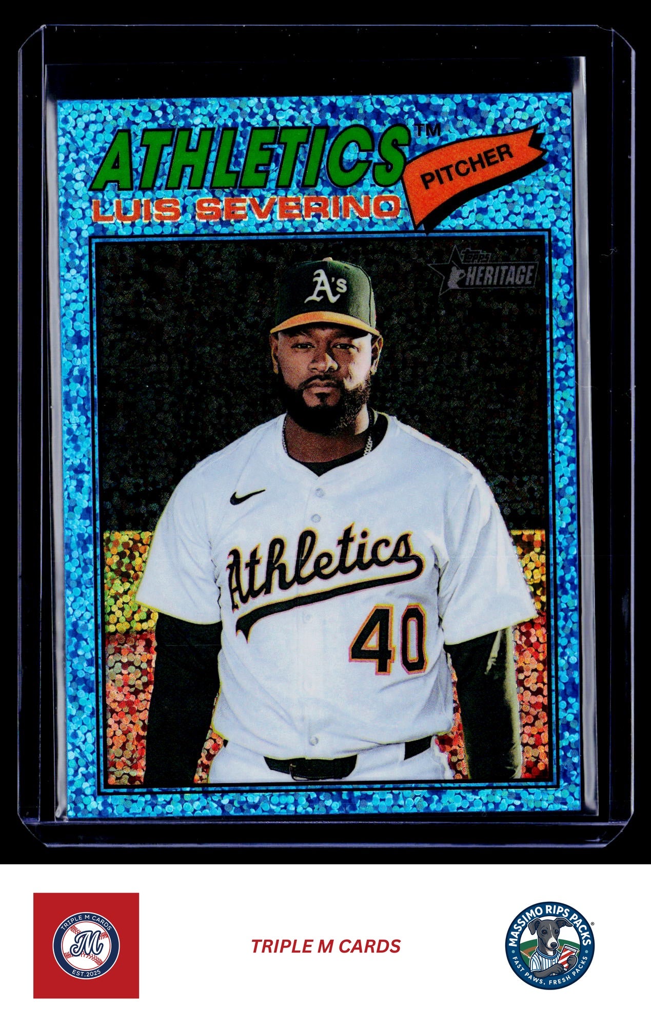 2026 Topps Heritage #206 Luis Severino Chrome Light Blue Sparkle Refractors