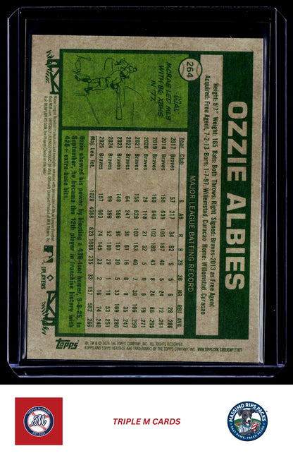 2026 Topps Heritage #264 Ozzie Albies Chrome Light Blue Sparkle Refractors