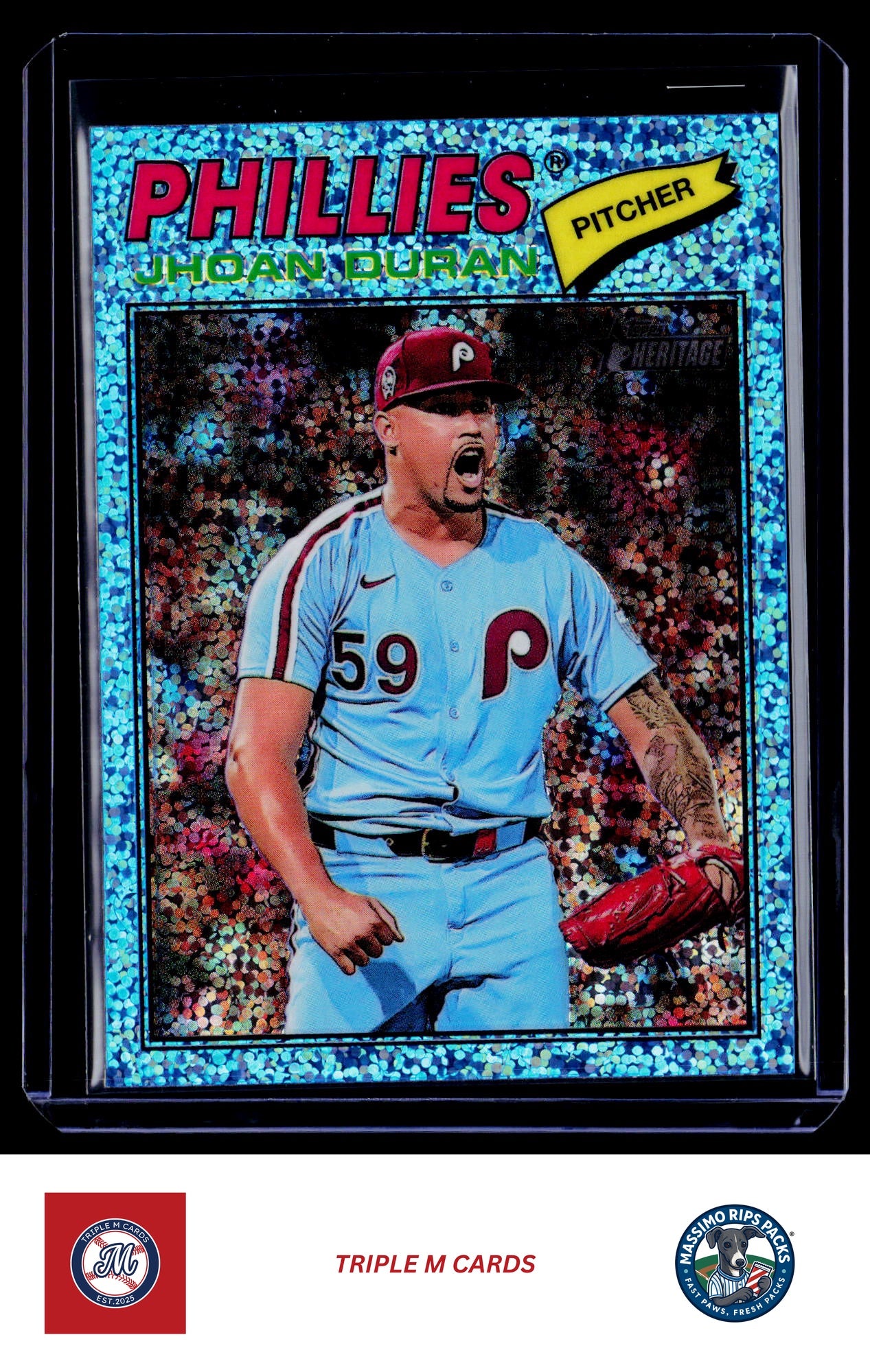 2026 Topps Heritage #14 Jhoan Duran Chrome Light Blue Sparkle Refractors