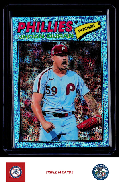 2026 Topps Heritage #14 Jhoan Duran Chrome Light Blue Sparkle Refractors
