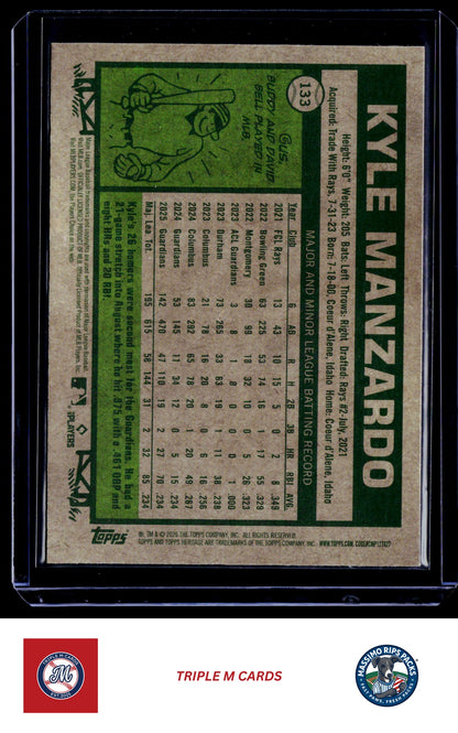 2026 Topps Heritage #133 Kyle Manzardo Chrome Light Blue Sparkle Refractors