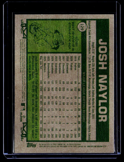 2026 Topps Heritage #129 Josh Naylor Light Purple