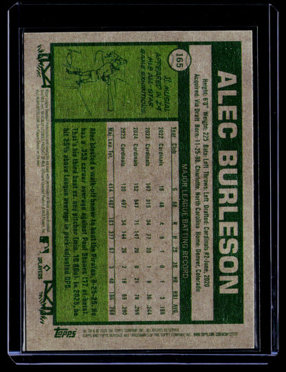 2026 Topps Heritage #165 Alec Burleson Light Purple