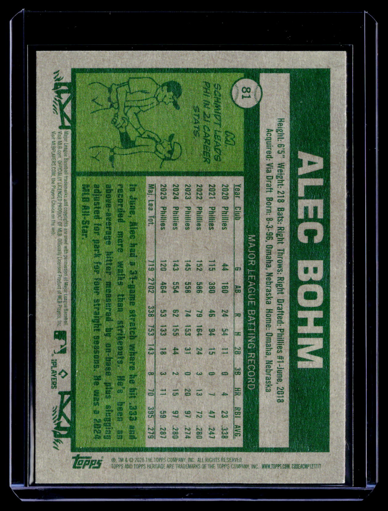 2026 Topps Heritage #81 Alec Bohm Dark Yellow