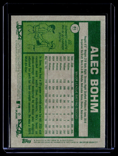 2026 Topps Heritage #81 Alec Bohm Dark Yellow