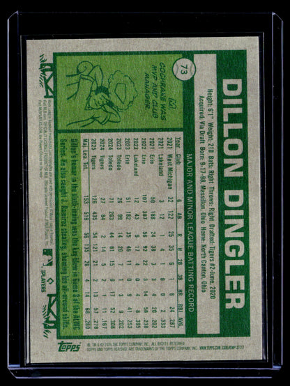 2026 Topps Heritage #73 Dillon Dingler Dark Yellow
