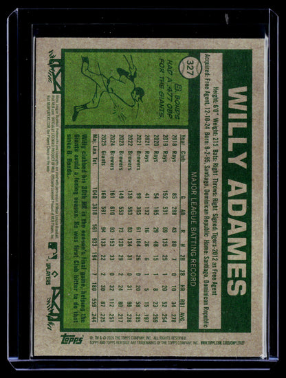 2026 Topps Heritage #327 Willy Adames Chrome Burgundy Sparkle Refractors