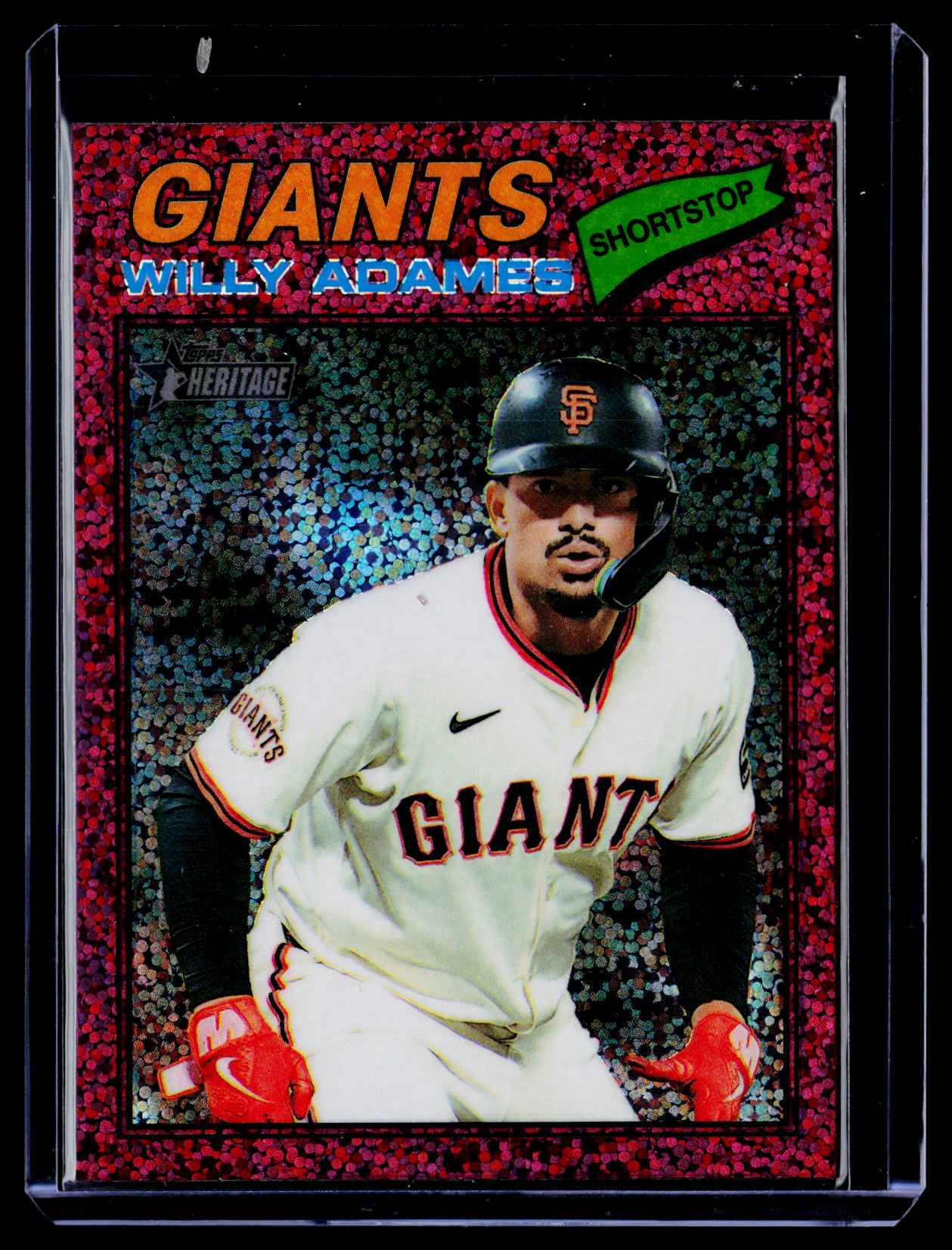 2026 Topps Heritage #327 Willy Adames Chrome Burgundy Sparkle Refractors