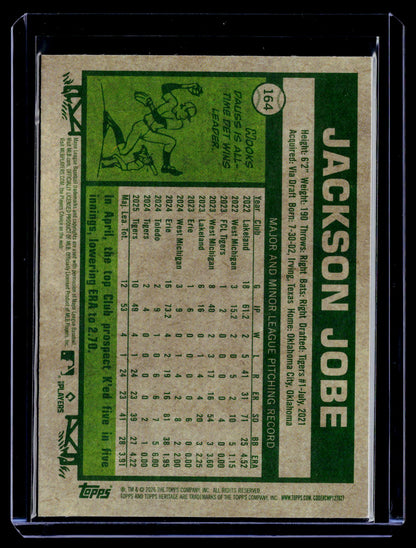 2026 Topps Heritage #164 Jackson Jobe Chrome Burgundy Sparkle Refractors