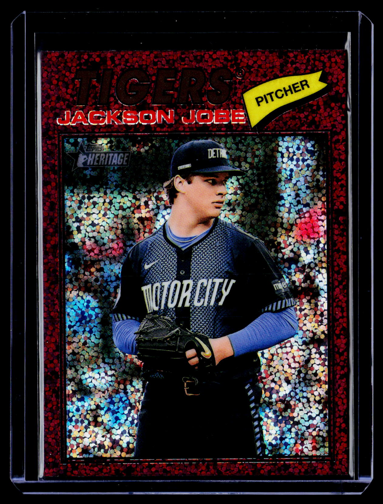 2026 Topps Heritage #164 Jackson Jobe Chrome Burgundy Sparkle Refractors