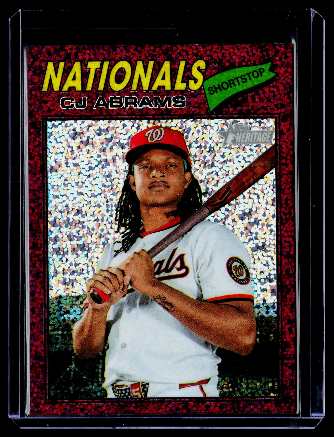 2026 Topps Heritage #349 CJ Abrams Chrome Burgundy Sparkle Refractors
