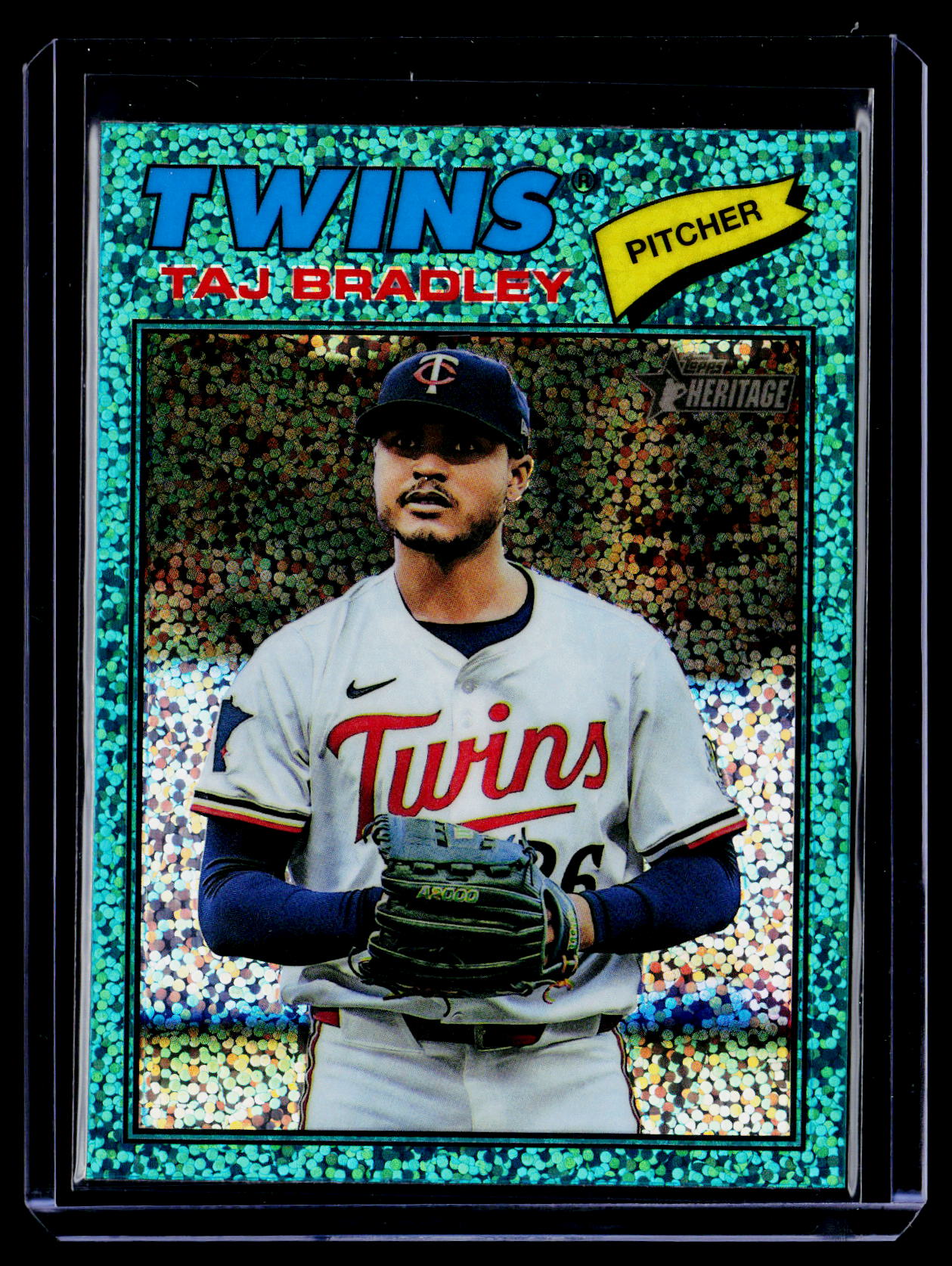 2026 Topps Heritage #38 Taj Bradley Chrome Aqua Sparkle Refractors