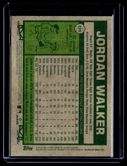 2026 Topps Heritage #399 Jordan Walker Chrome Aqua Sparkle Refractors