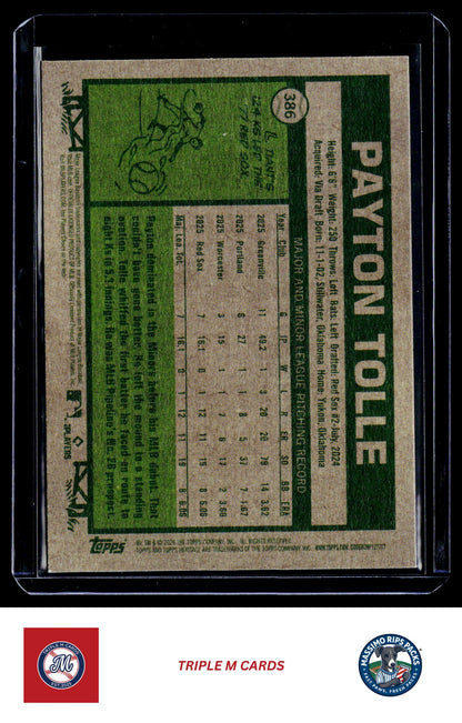 2026 Topps Heritage #386 Payton Tolle
