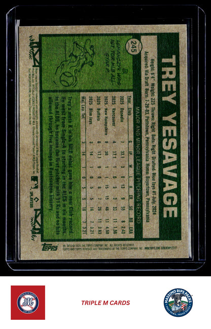 2026 Topps Heritage #245 Trey Yesavage