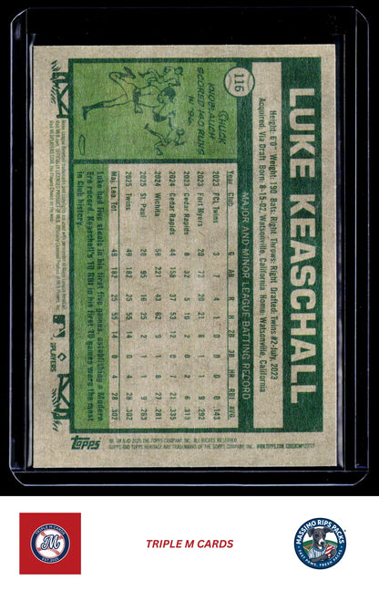 2026 Topps Heritage #116 Luke Keaschall